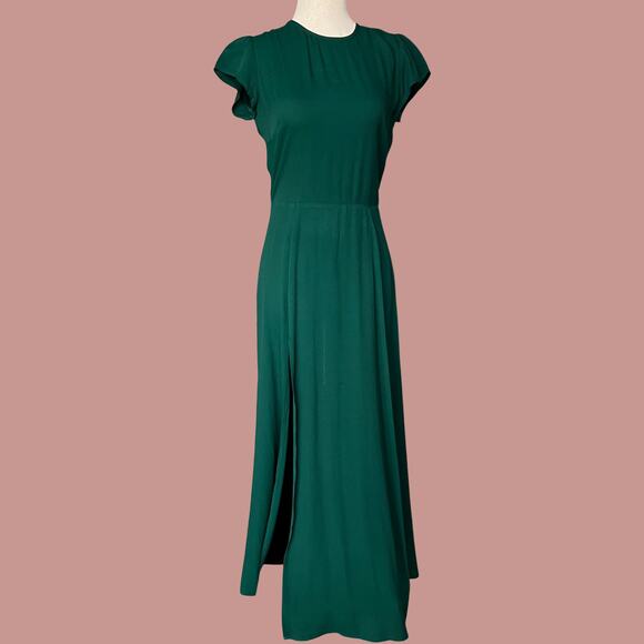 Reformation Gavin Dress Emerald Green Size 4 Small Cap Sleeve Slit Maxi Gown - Picture 8 of 11